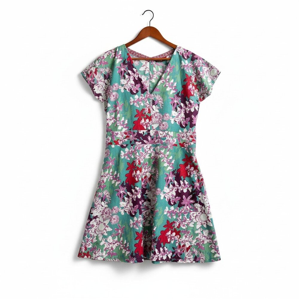 La Fiancee du Mekong - Floral Spring Dress in Green, Mauve, Red